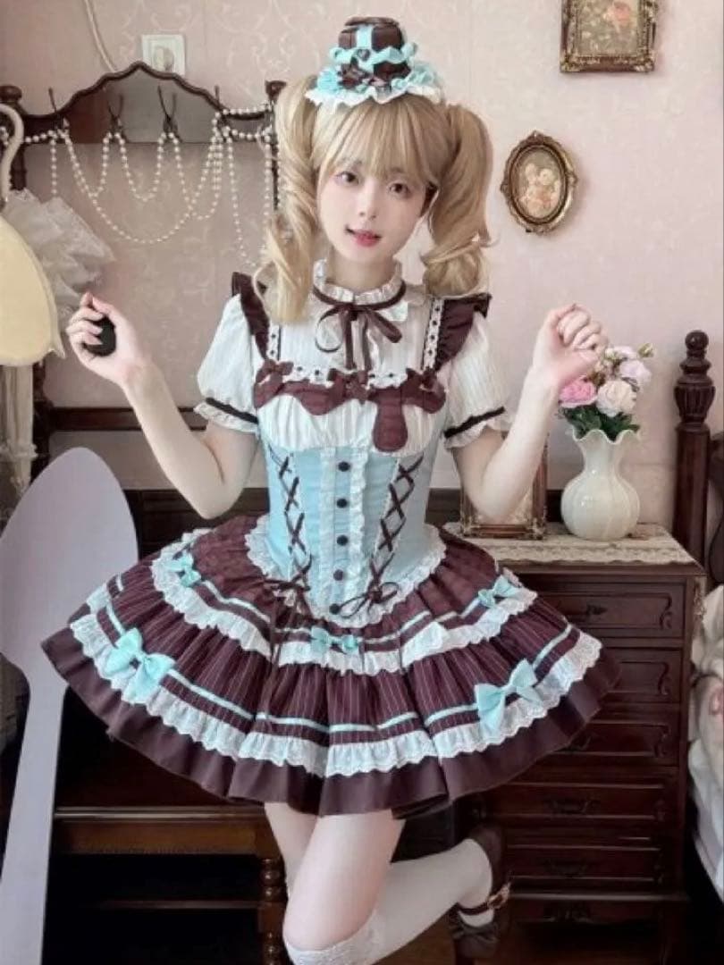 【ToAlice】 L1618チョコミントコルセット風ジャンパースカート