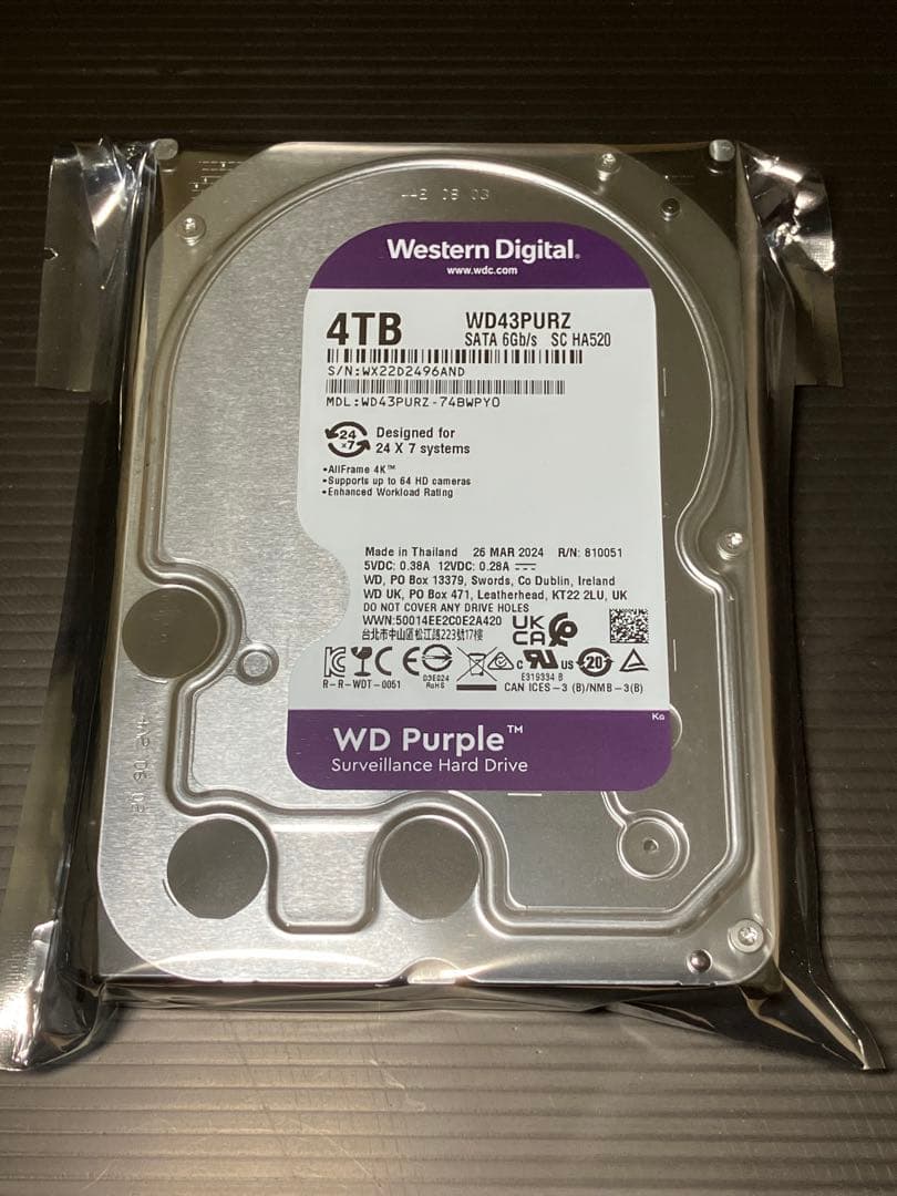 WD 4TB パープル WD43PURZ HDD ハードディスク