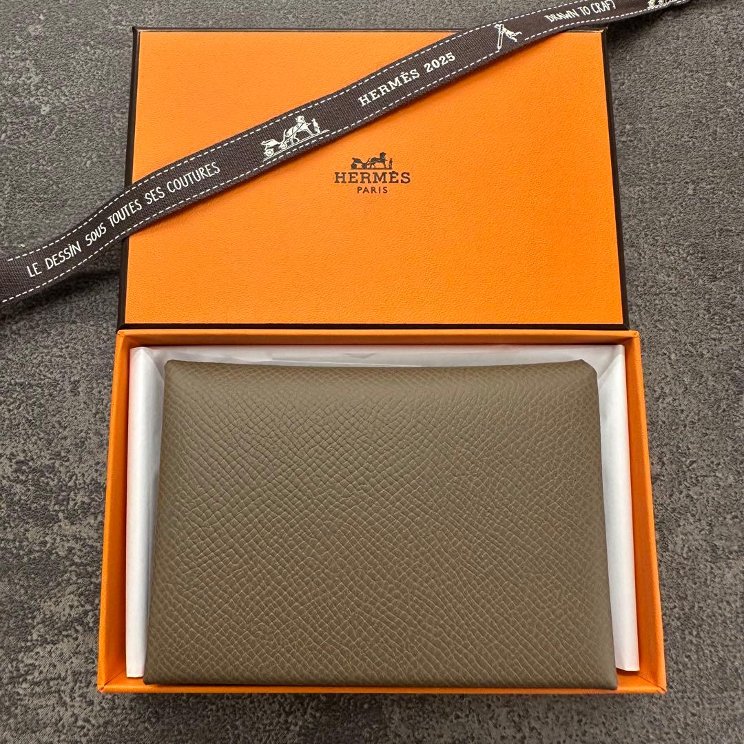 【新品】エルメス カルヴィデュオ エトゥープ HERMES CALVI DUO