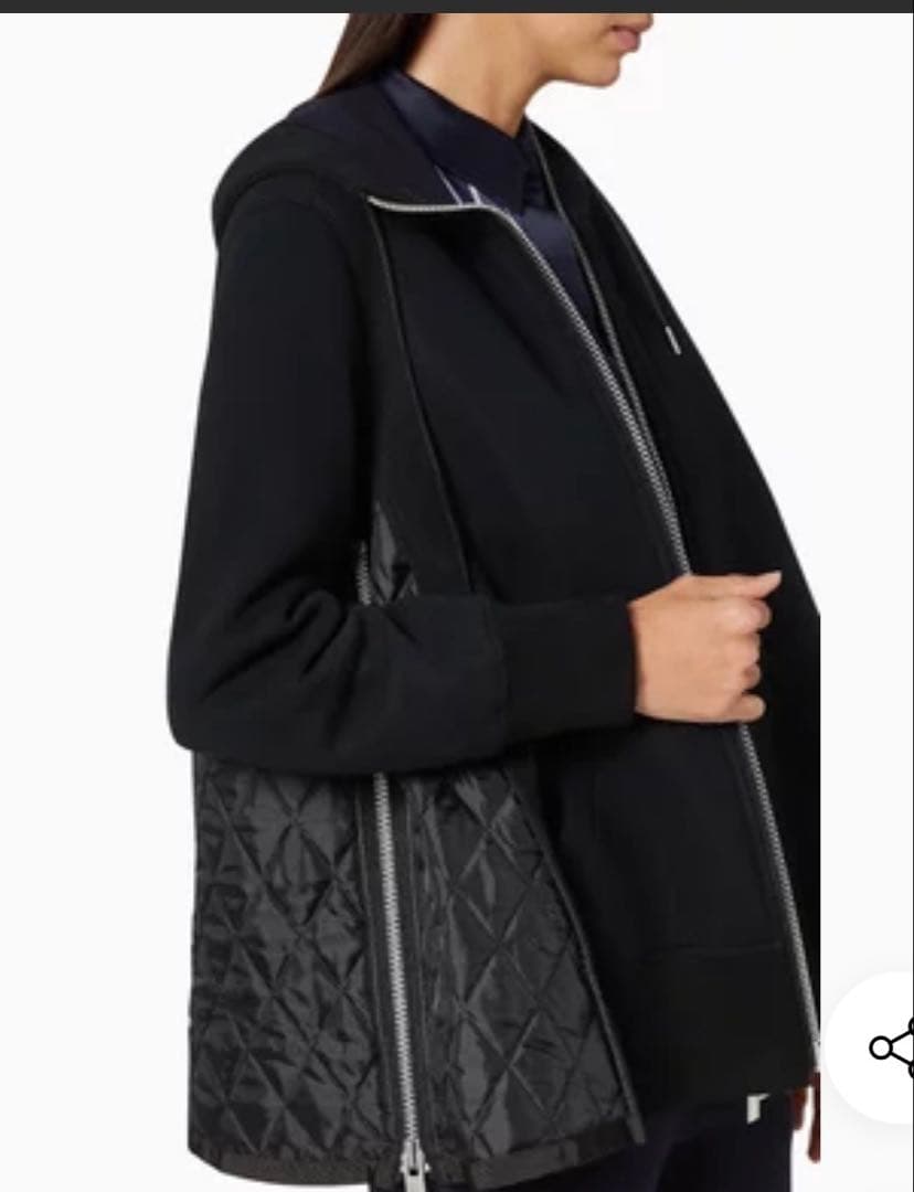 あ*ん様 SACAI サカイ ブラック×ネイビー パネルキルティング パーカー