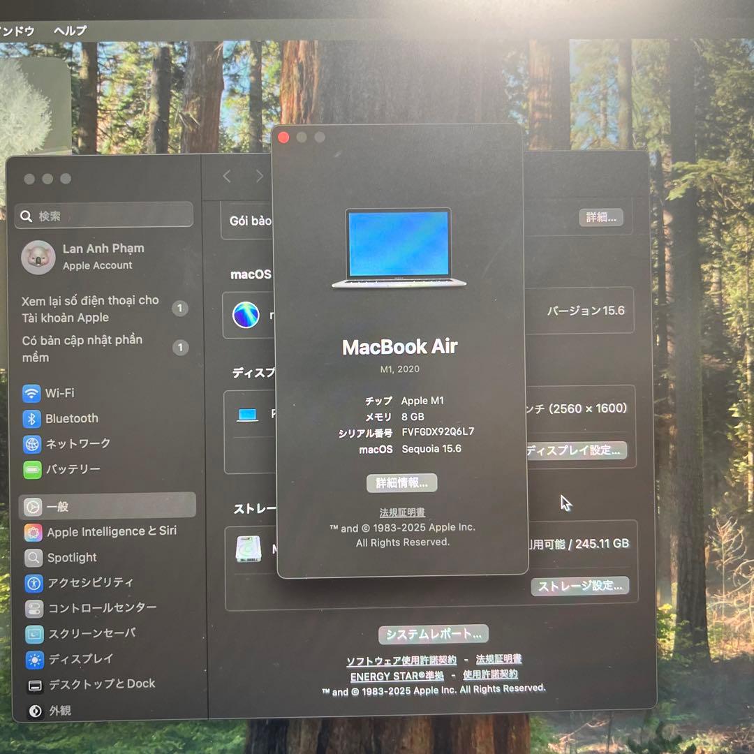 【美品・動作良好】MacBook Air M1 8GB/256GB