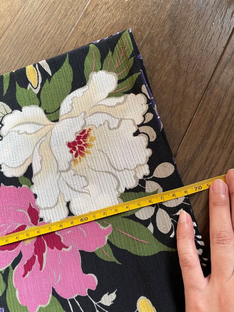 美品★ふりふ　浴衣　夏着物　花柄　芙蓉？