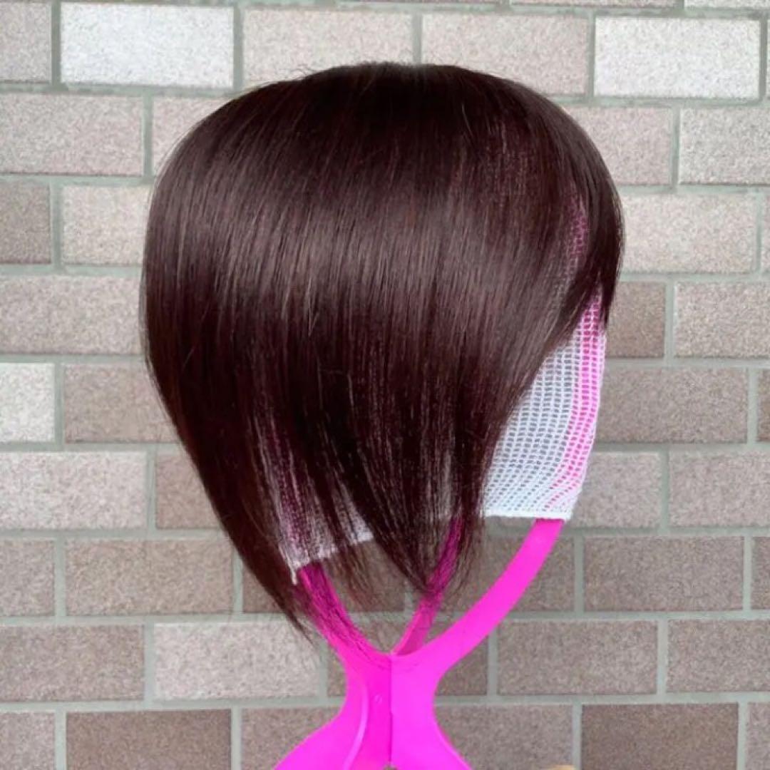 人毛100%￼総手植 医療用部分ウィッグ￼ヘアピース ダークブラウン ブラック￼