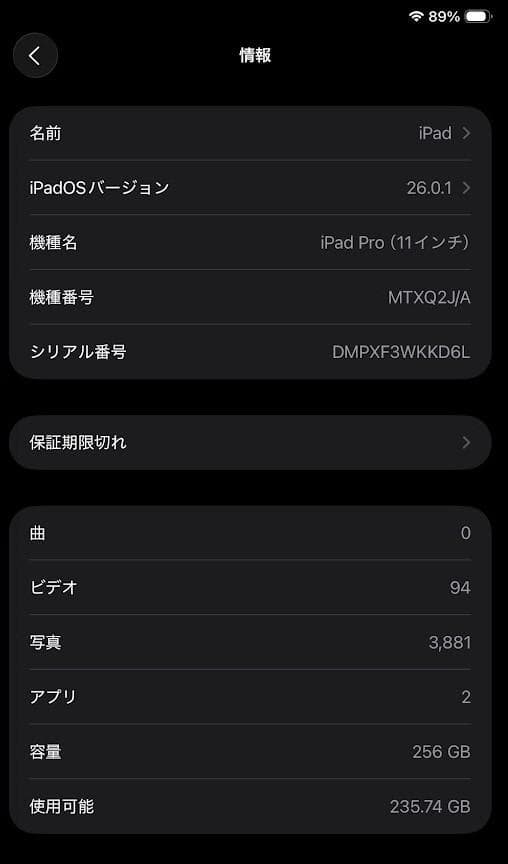 iPad Pro 11 256GB ＋Apple Pencil バッテリー交換済