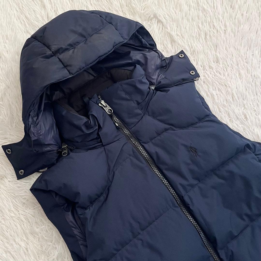 良品✨ ポロラルフローレン ダウンベスト フード付き 2way ポニー刺繍 M
