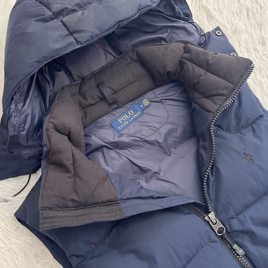 良品✨ ポロラルフローレン ダウンベスト フード付き 2way ポニー刺繍 M