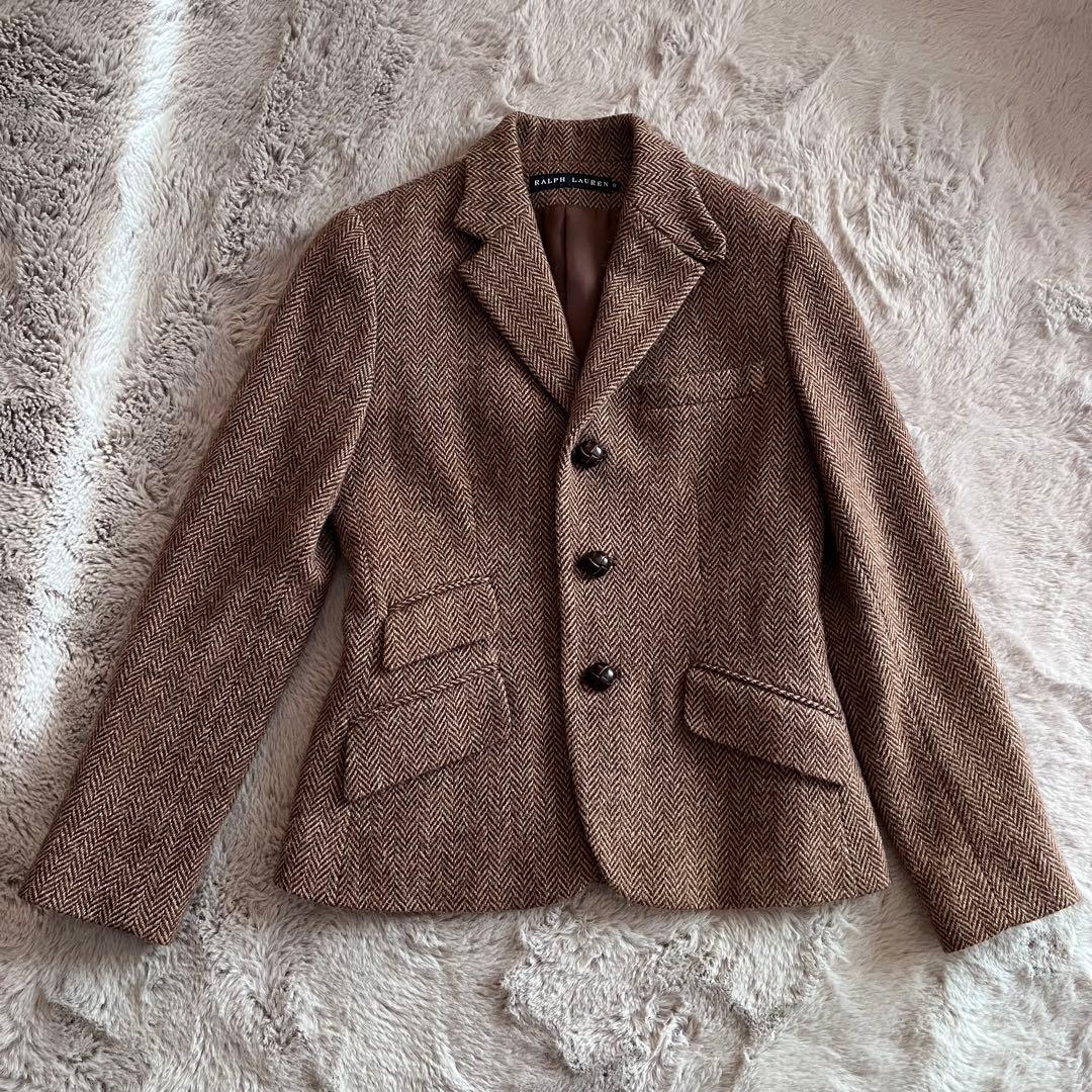 ラルフローレン　アルパカ混ウールテーラードジャケット　ヘリンボーンM 9