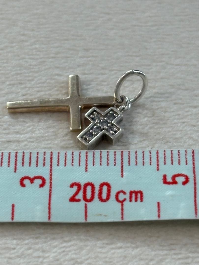 アガット　k10 クロス　十字架　ダイヤモンド0.06ct ネックレストップ