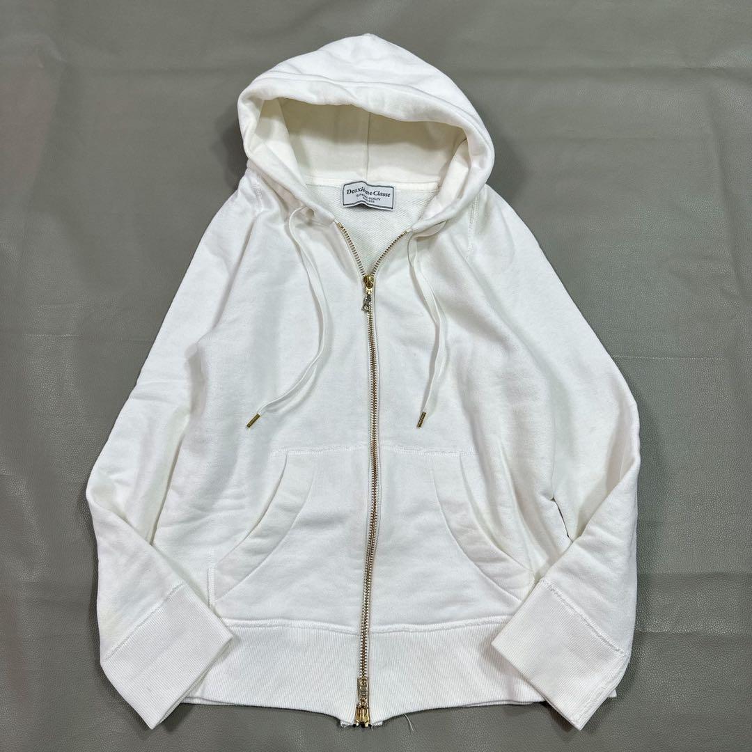 ドゥズィーエムクラス ダブルジップ パーカー 無地 ホワイト 日本製 ラクラス