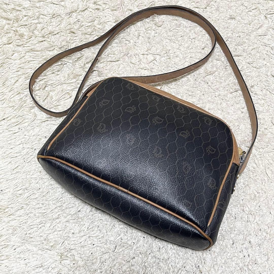 【良品】ディオール　ショルダーバッグ　レザー　PVC ハニカム　ゴールド金具