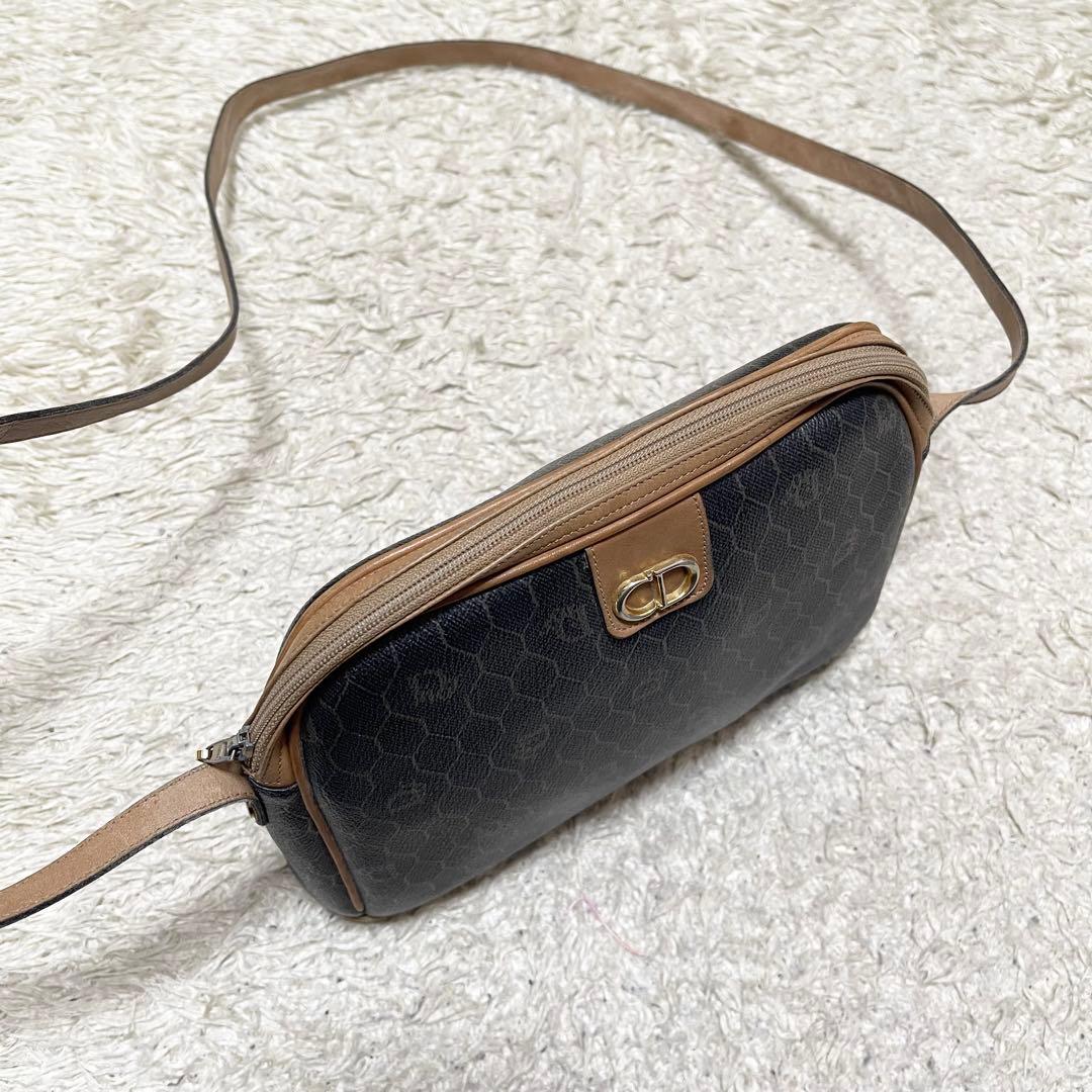【良品】ディオール　ショルダーバッグ　レザー　PVC ハニカム　ゴールド金具
