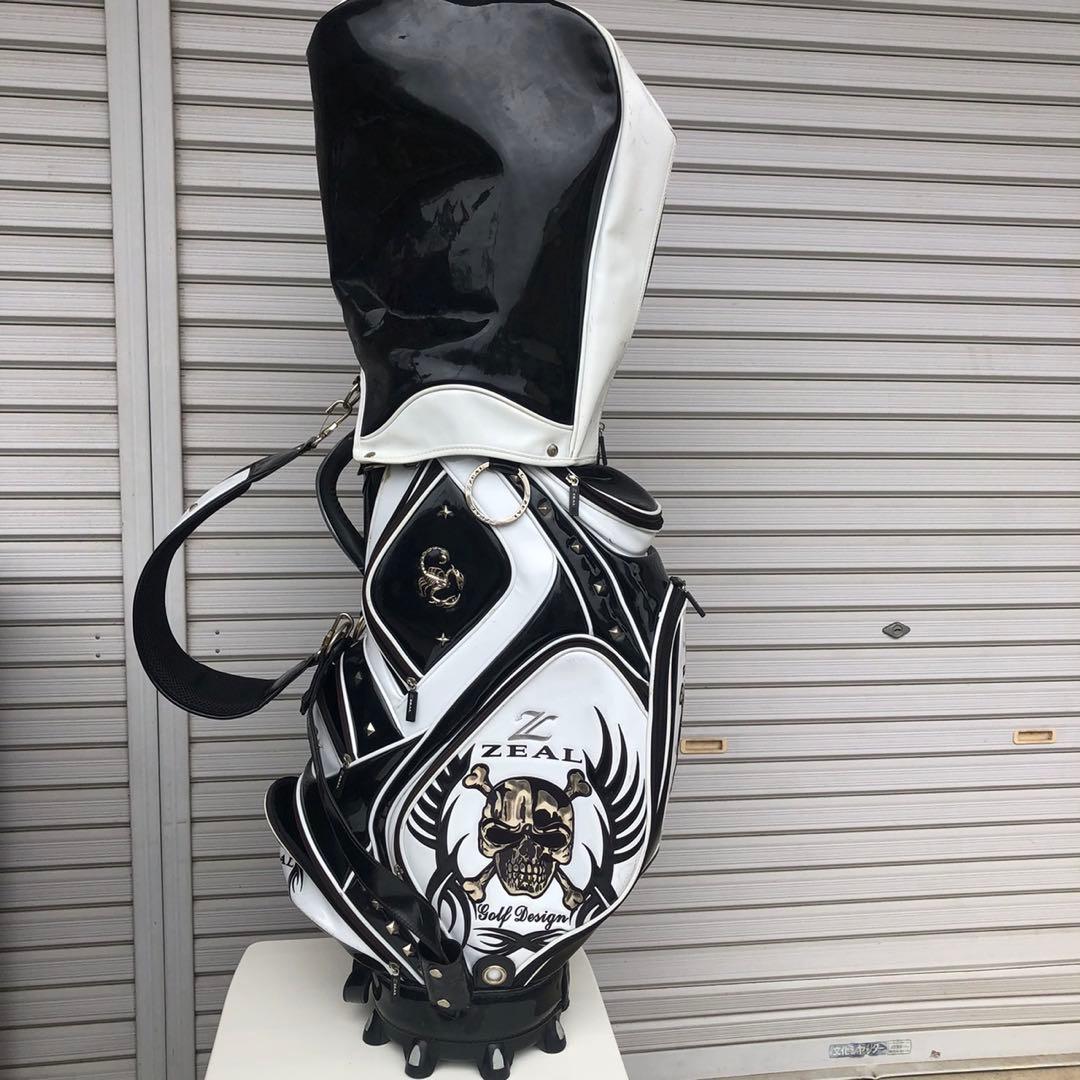 ゴルフバッグ キャディバッグ ZEAL ジール スカル 合成皮革 エナメル