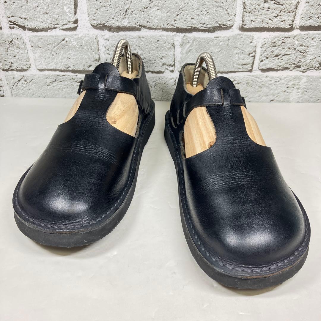 【美品】オーガニックハンドルーム 25.0cm レザー Tストラップシューズ