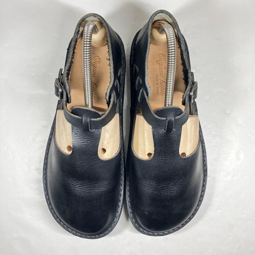 【美品】オーガニックハンドルーム 25.0cm レザー Tストラップシューズ