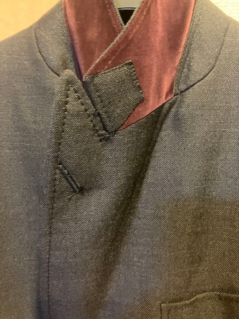 GUCCI ウールモヘア48ピークドブルーグレージャケットタリアトーレ