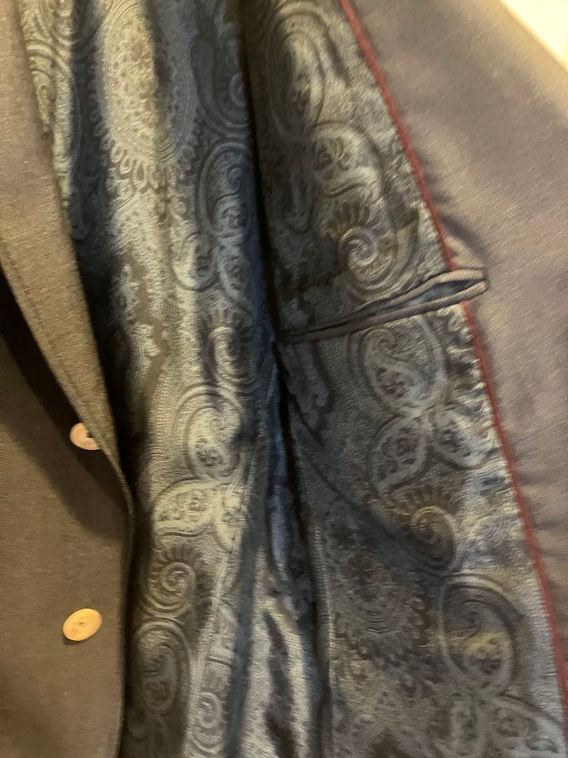 GUCCI ウールモヘア48ピークドブルーグレージャケットタリアトーレ