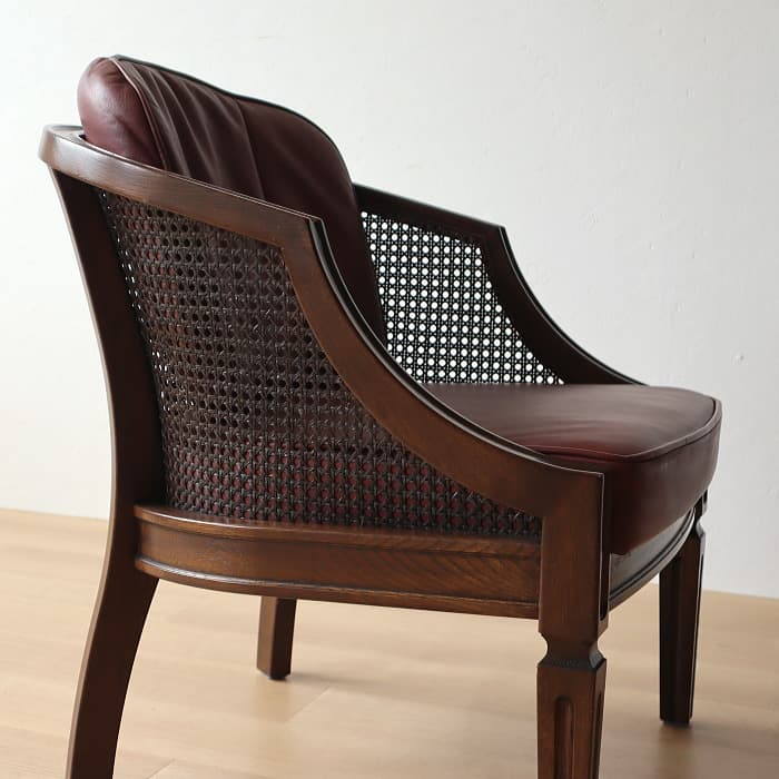 アンティーク カリモク Domani 一人掛け椅子 本革 ナラ材