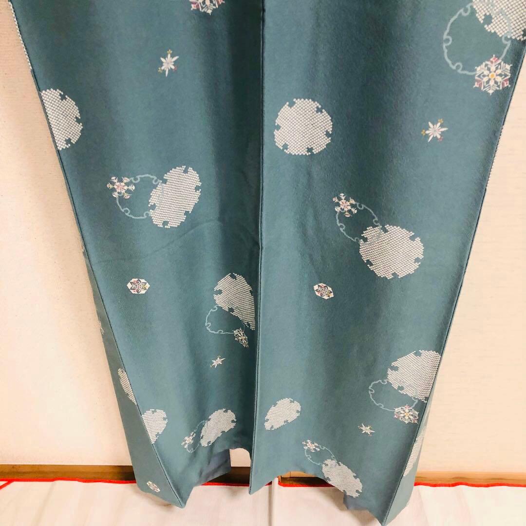 【美品　トールサイズ】小紋　雪　正絹　丹後　京友禅　袷　裄丈71 身丈174