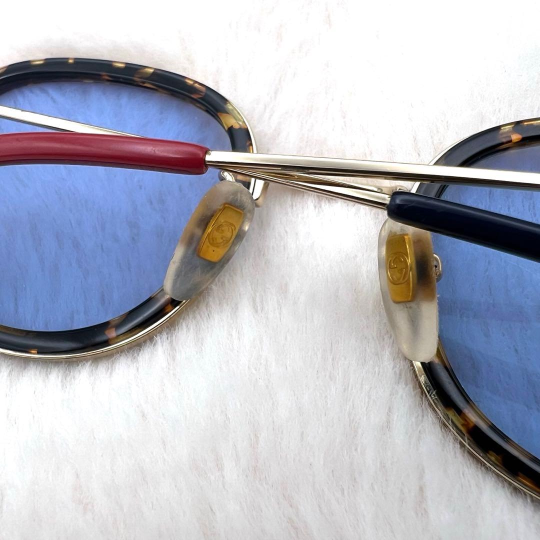 美品✨GUCCI インターロッキングG サングラス 金×青