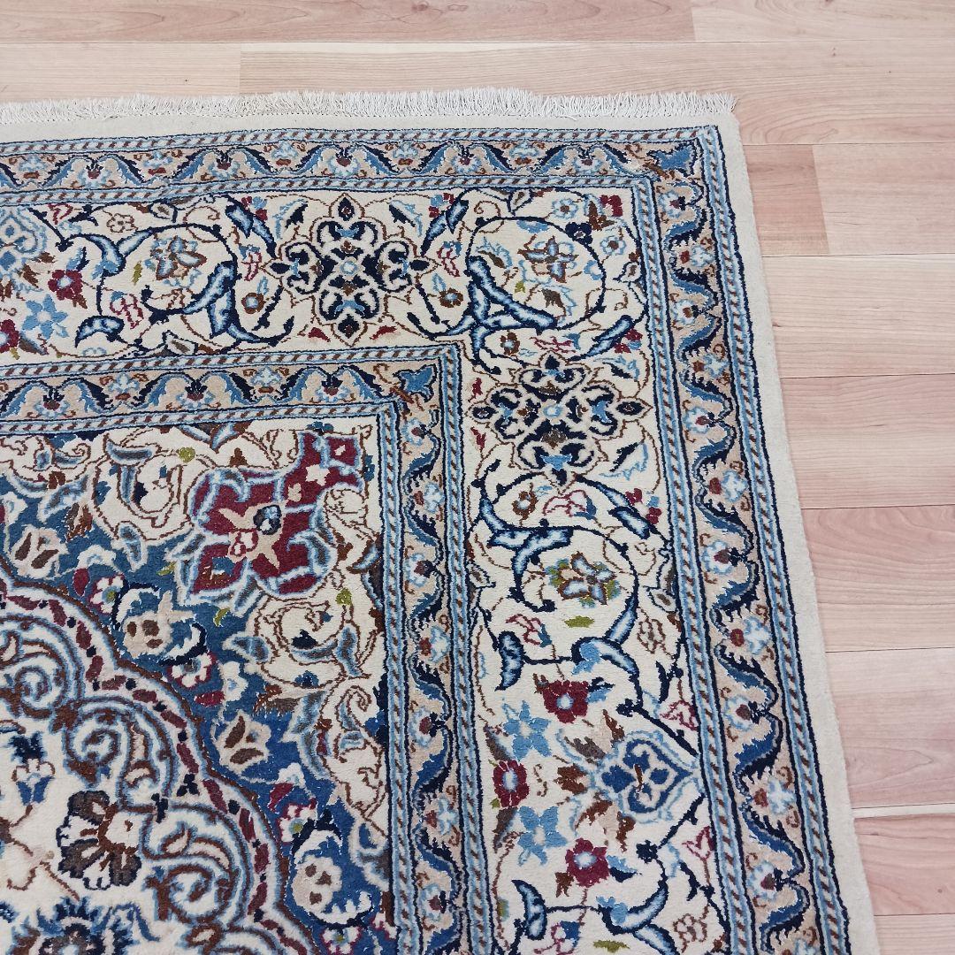 Y3176 高級ペルシャ絨毯 イラン ナイン産 ウール 手織り 大判 3m越え