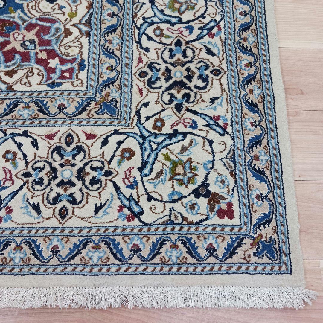 Y3176 高級ペルシャ絨毯 イラン ナイン産 ウール 手織り 大判 3m越え