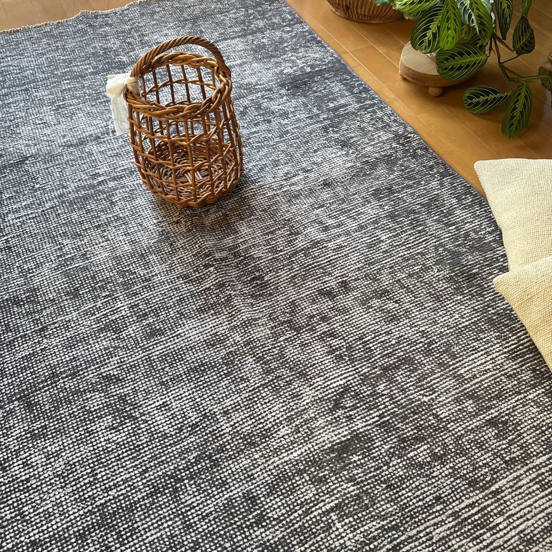 111×182 グレイワンカラーラグ　擦れシャビーシック　トルコヴィンテージラグ