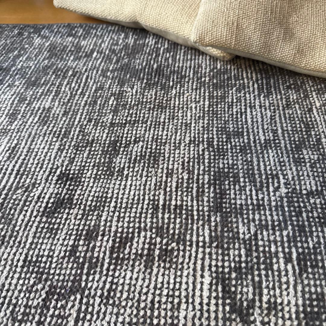 111×182 グレイワンカラーラグ　擦れシャビーシック　トルコヴィンテージラグ