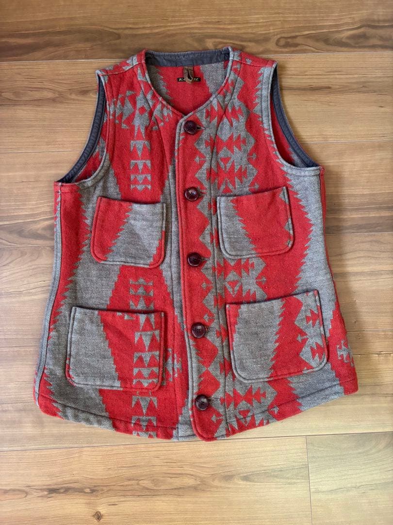 KAPITALキャピタル ベスト　ネイティブ柄　XS ウール　リネン　コットン