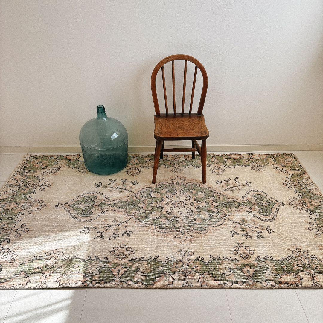 トルコ　ヴィンテージラグ　グリーン