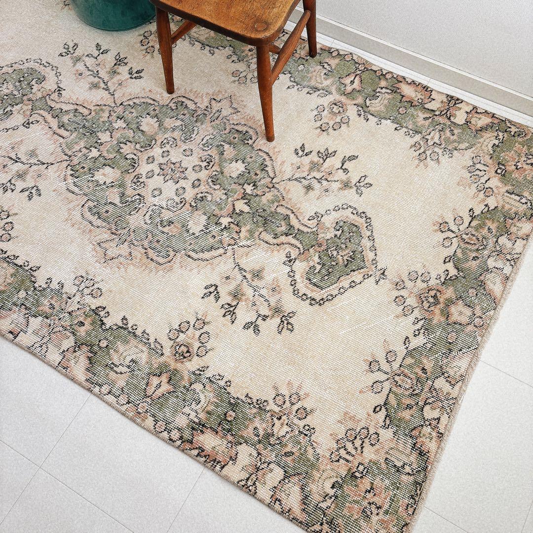 トルコ　ヴィンテージラグ　グリーン