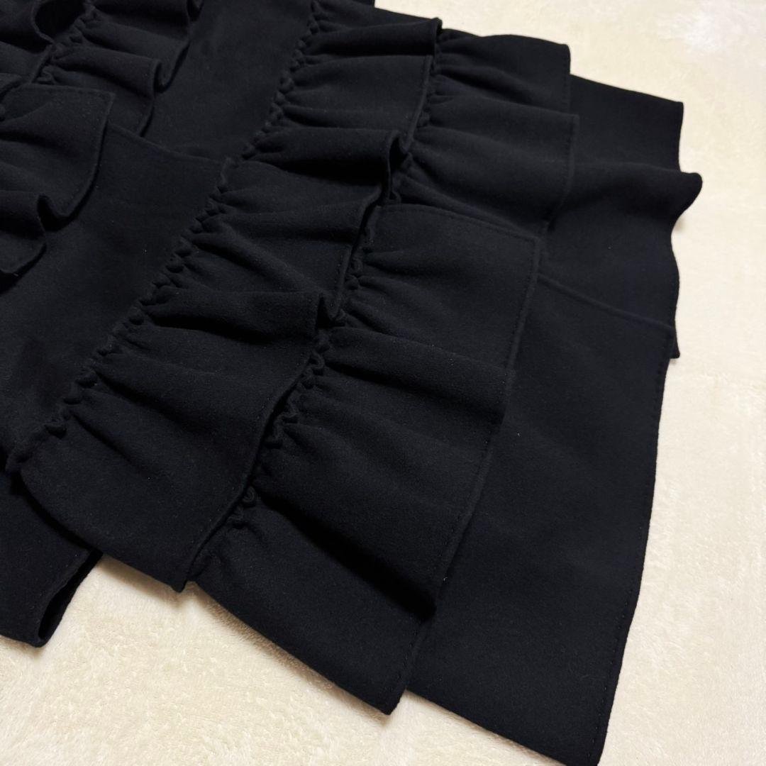 美品 ボーダーズアットバルコニー ラッフルコート フリル SUPER140ウール