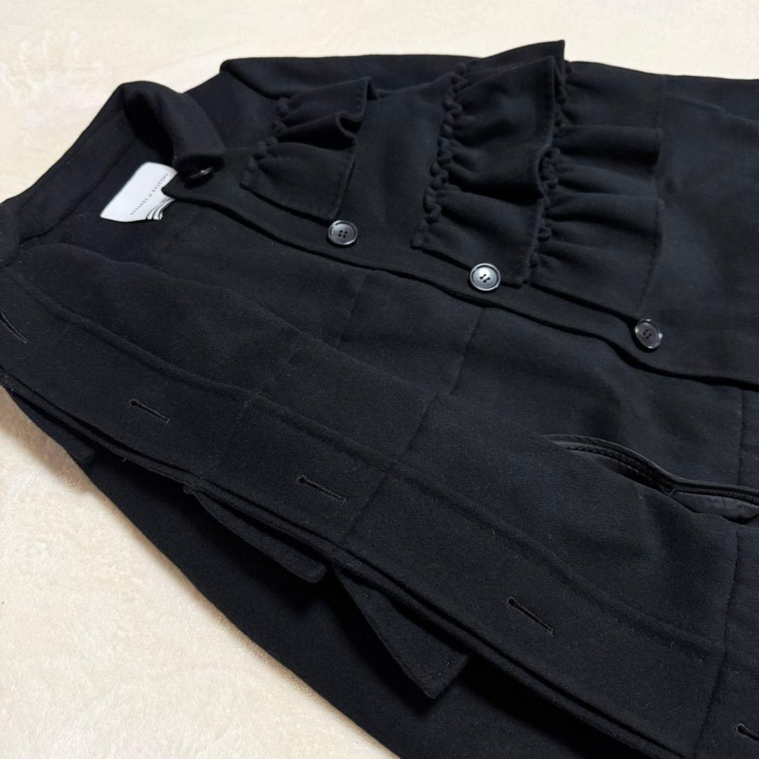 美品 ボーダーズアットバルコニー ラッフルコート フリル SUPER140ウール