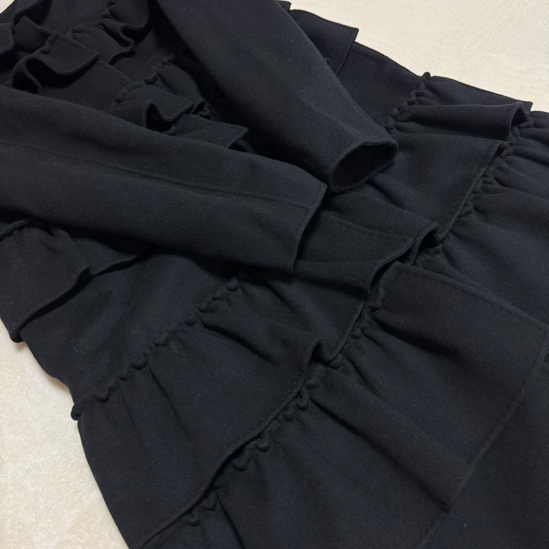 美品 ボーダーズアットバルコニー ラッフルコート フリル SUPER140ウール