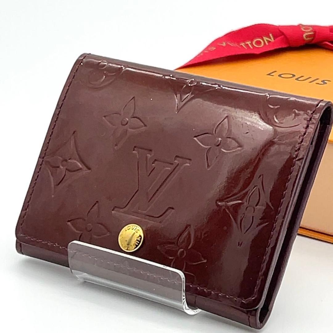 ルイヴィトン モノグラム ヴェルニ 名刺入れ カードケース ボルドー