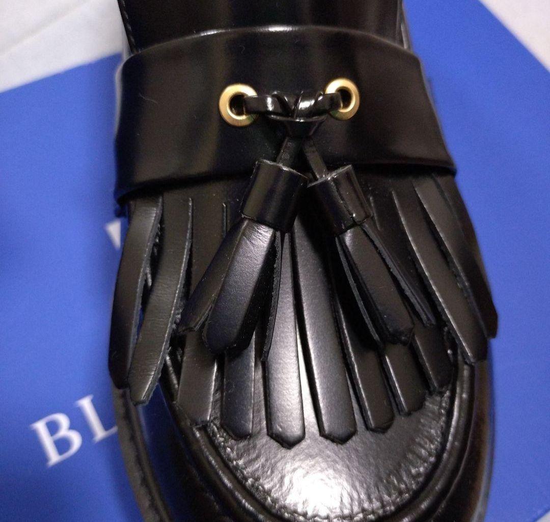 新同 ブルーレーベル クレストブリッジ レザー ローファー M 黒