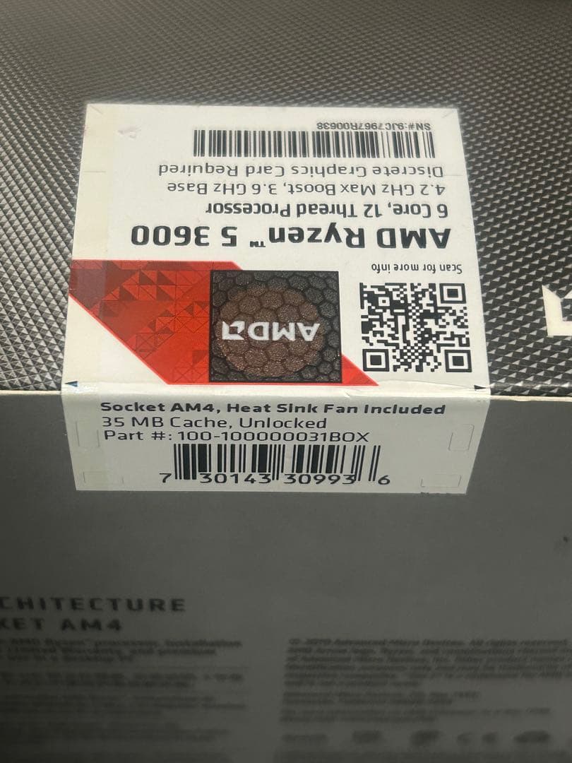 【新品・未使用品】AMD RYZEN5 3600