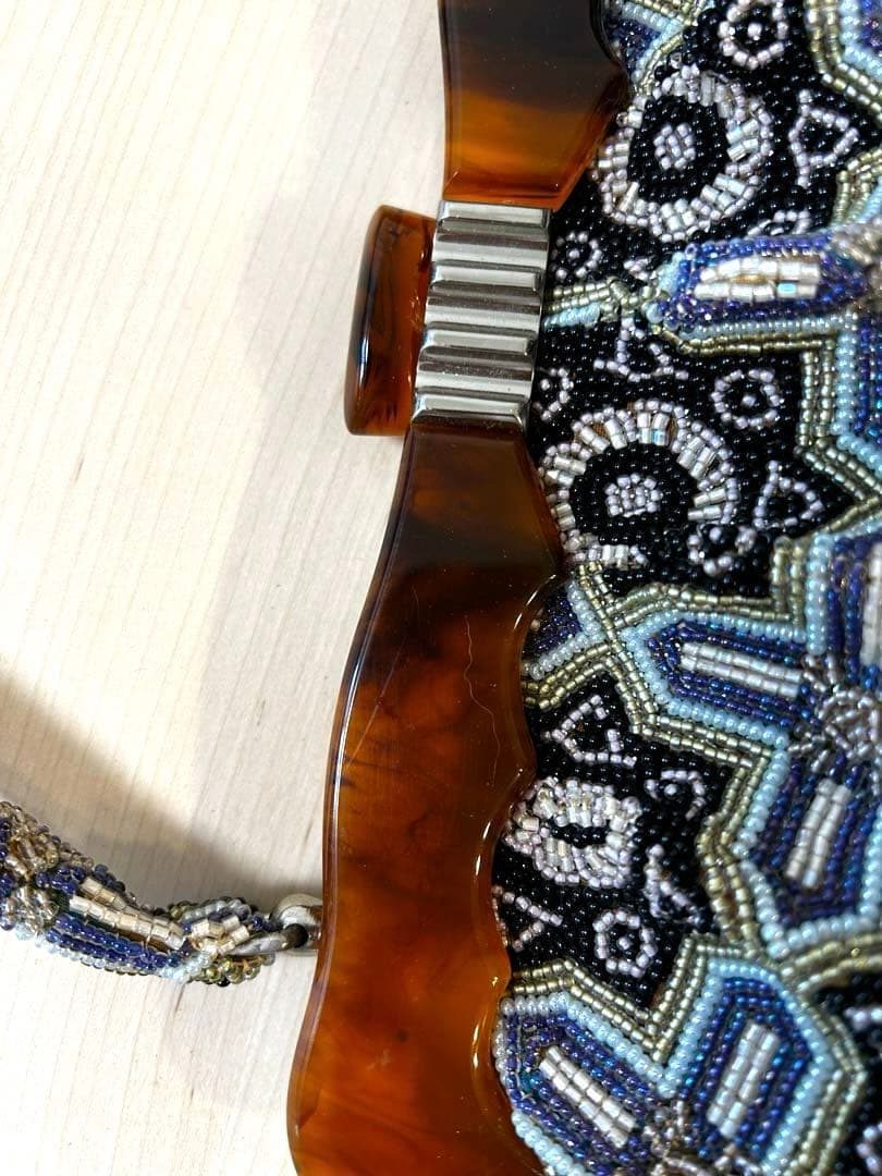 豪華 総ビーズ バッグ アンティーク　がま口