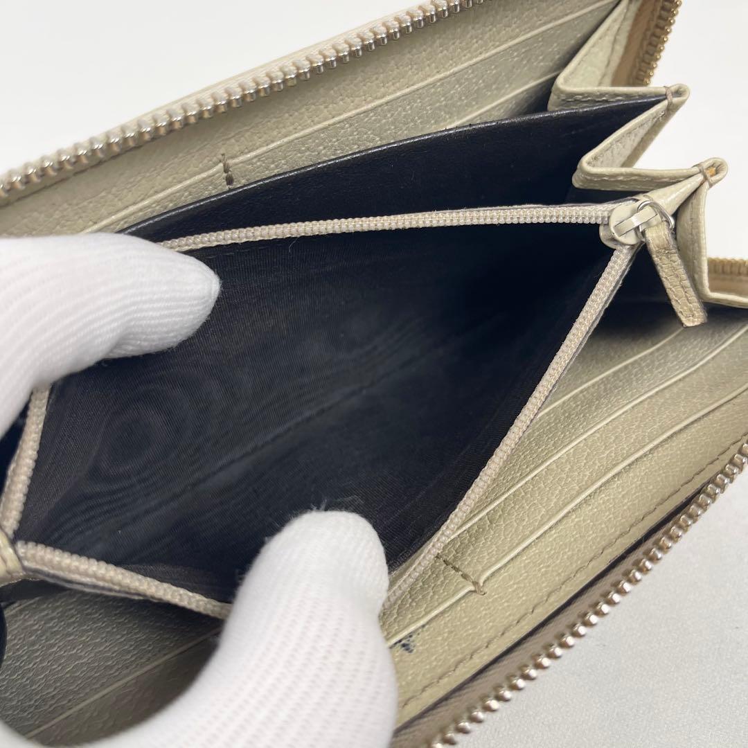 グッチ　極美品　総柄　ラウンドファスナー　キャンバス　GGロゴ　プレート　長財布