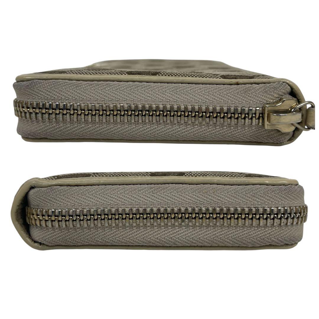 グッチ　極美品　総柄　ラウンドファスナー　キャンバス　GGロゴ　プレート　長財布