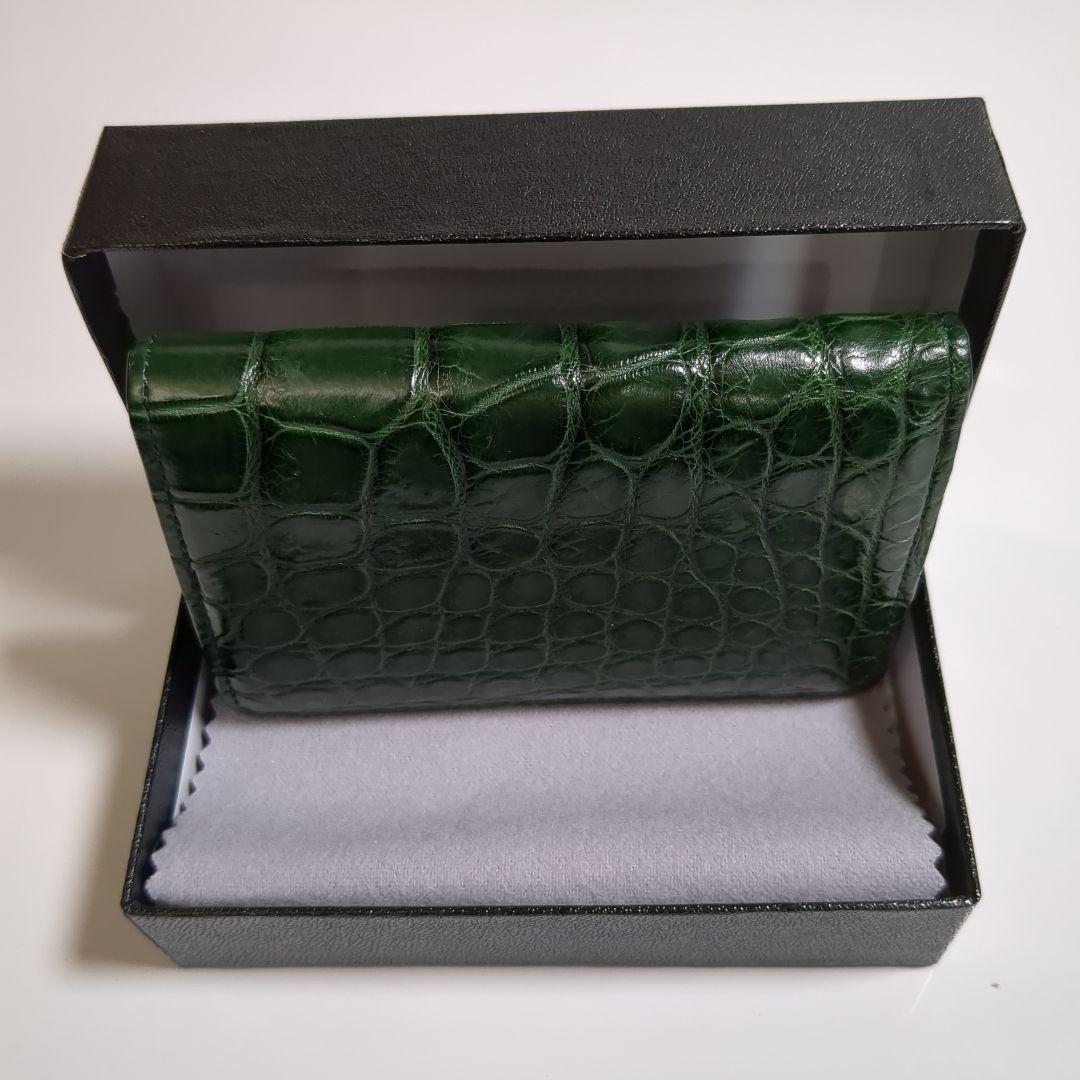 【美品】池田工芸創業80周年記念 ティラノ クロコダイル名刺入 王者の緑