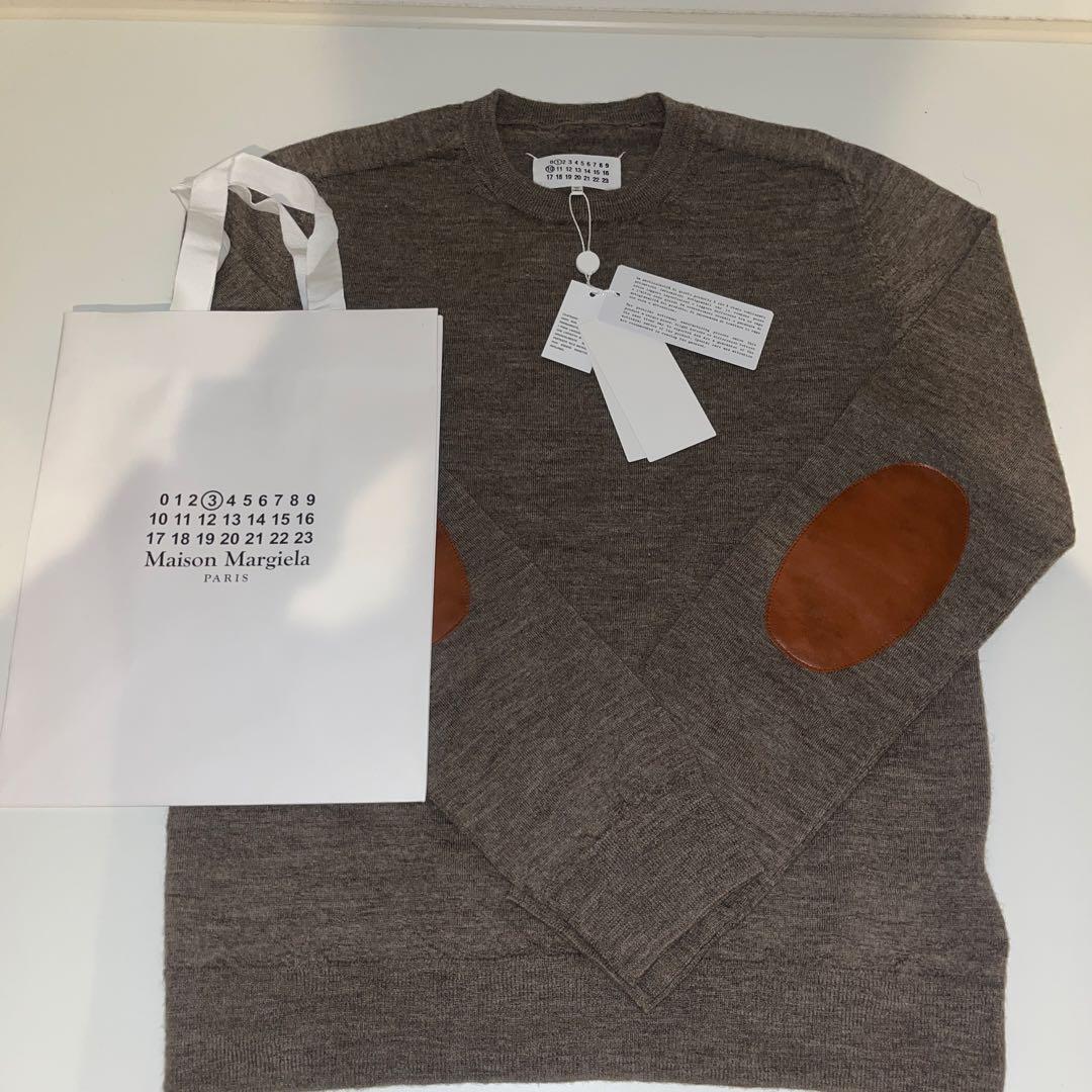 Maison Margiela ブラウン ニットセーター M エルボーパッチ