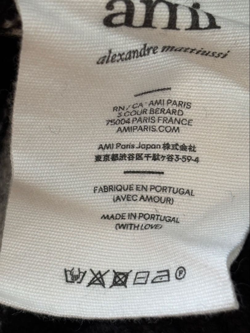 人気デザイン 美品 アミ ハートロゴ入り タートルネック ニット ボーダー