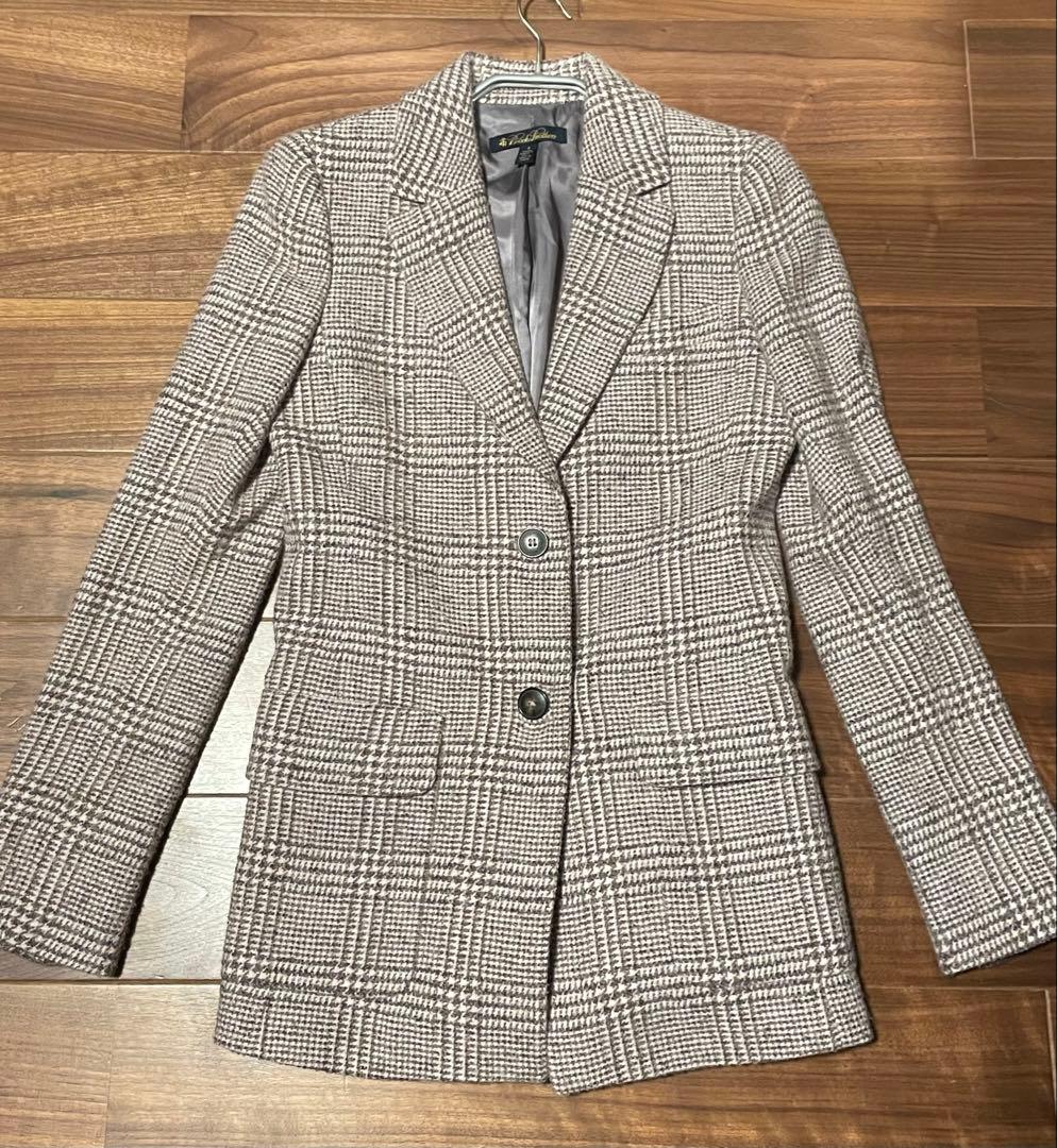 美品✨ブルックスブラザーズ　イタリア製上質ウールグレンチェック ジャケット　0