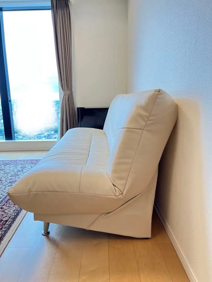 【美品】　大塚家具　ソフトレザー　ソファベッド　たのメル便送料込み　定価10万円