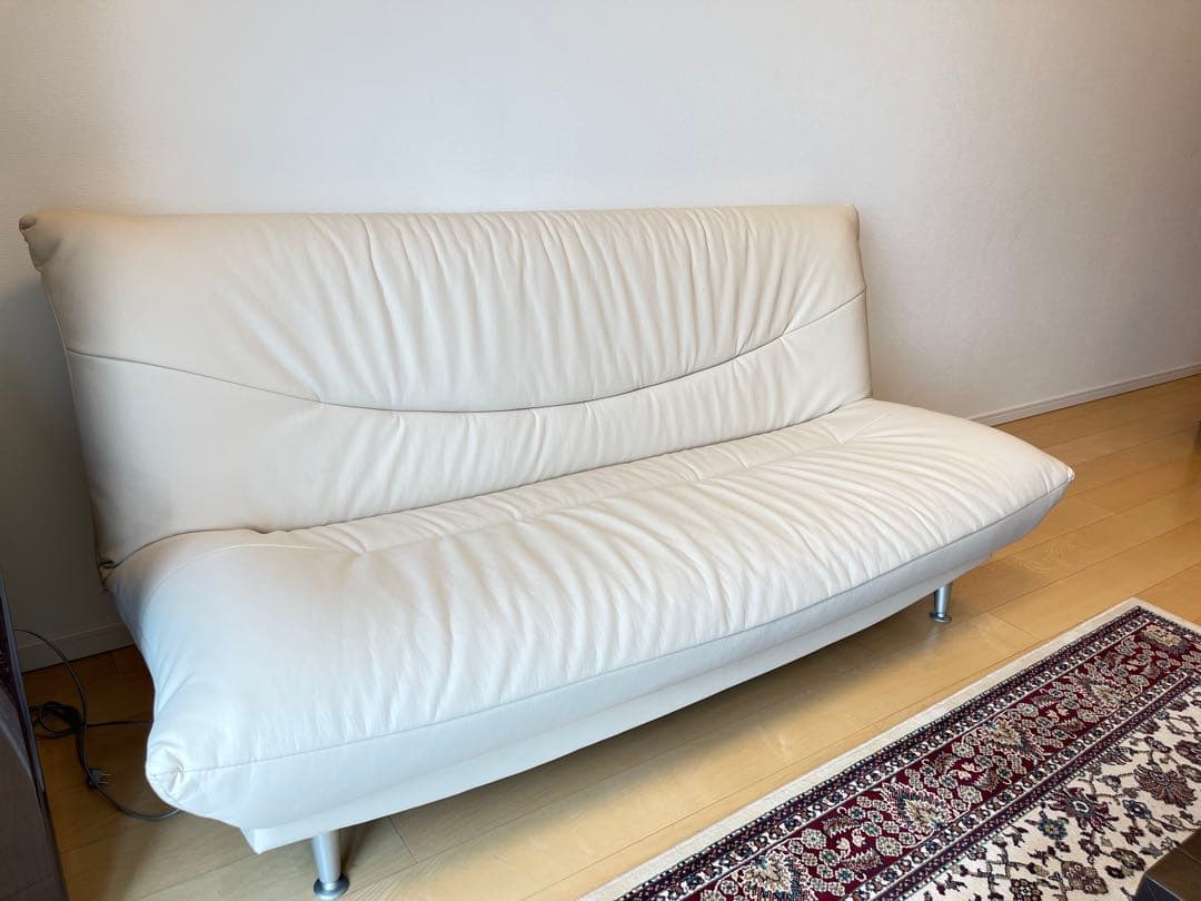 【美品】　大塚家具　ソフトレザー　ソファベッド　たのメル便送料込み　定価10万円