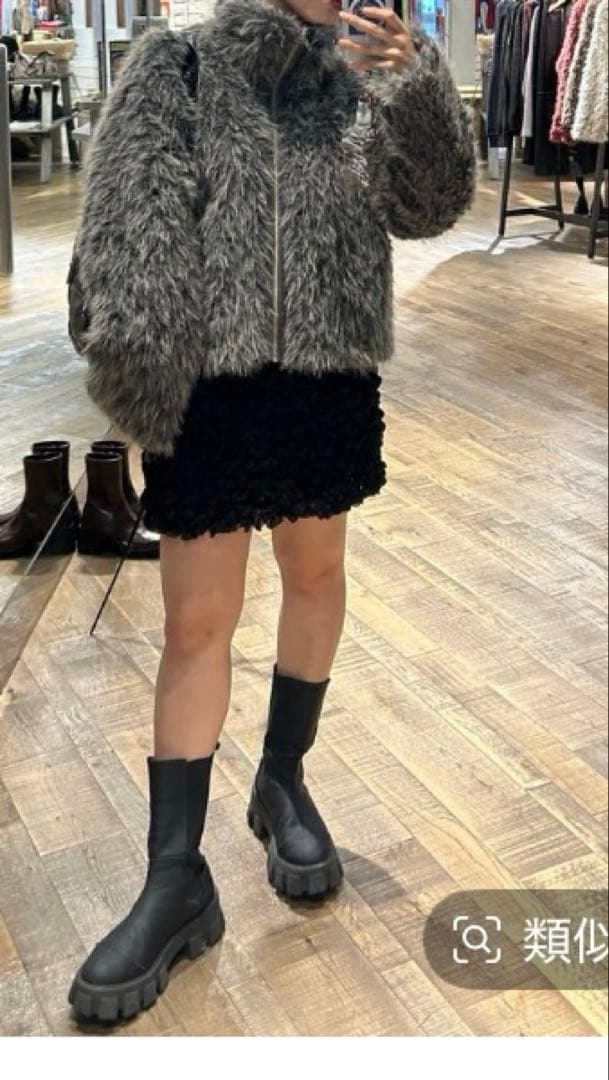 JEANASIS グレー ファーコート FREEサイズ