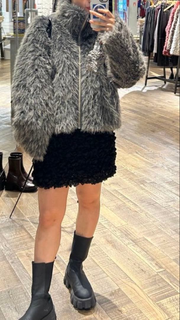 JEANASIS グレー ファーコート FREEサイズ