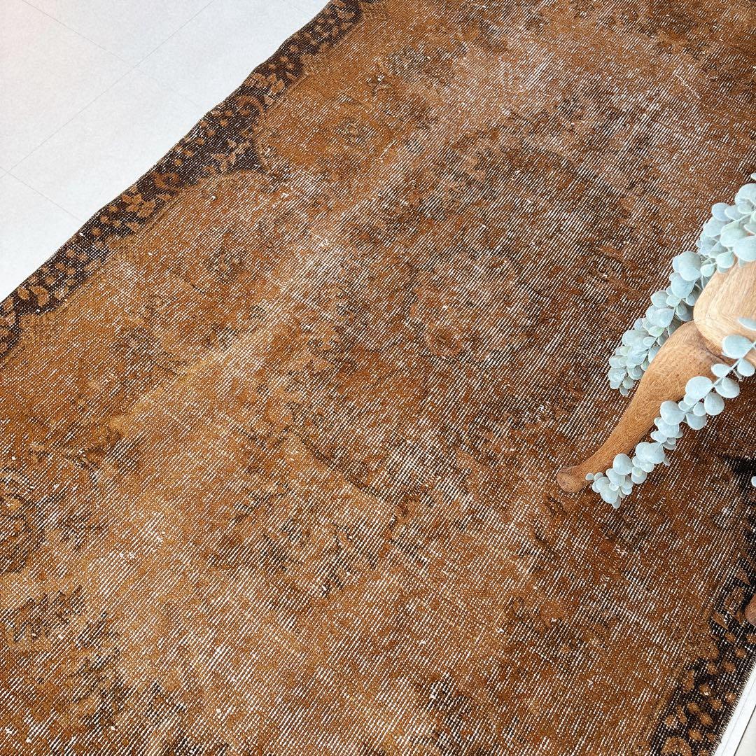 トルコ　ヴィンテージラグ　ブラウン　オーバーダイ