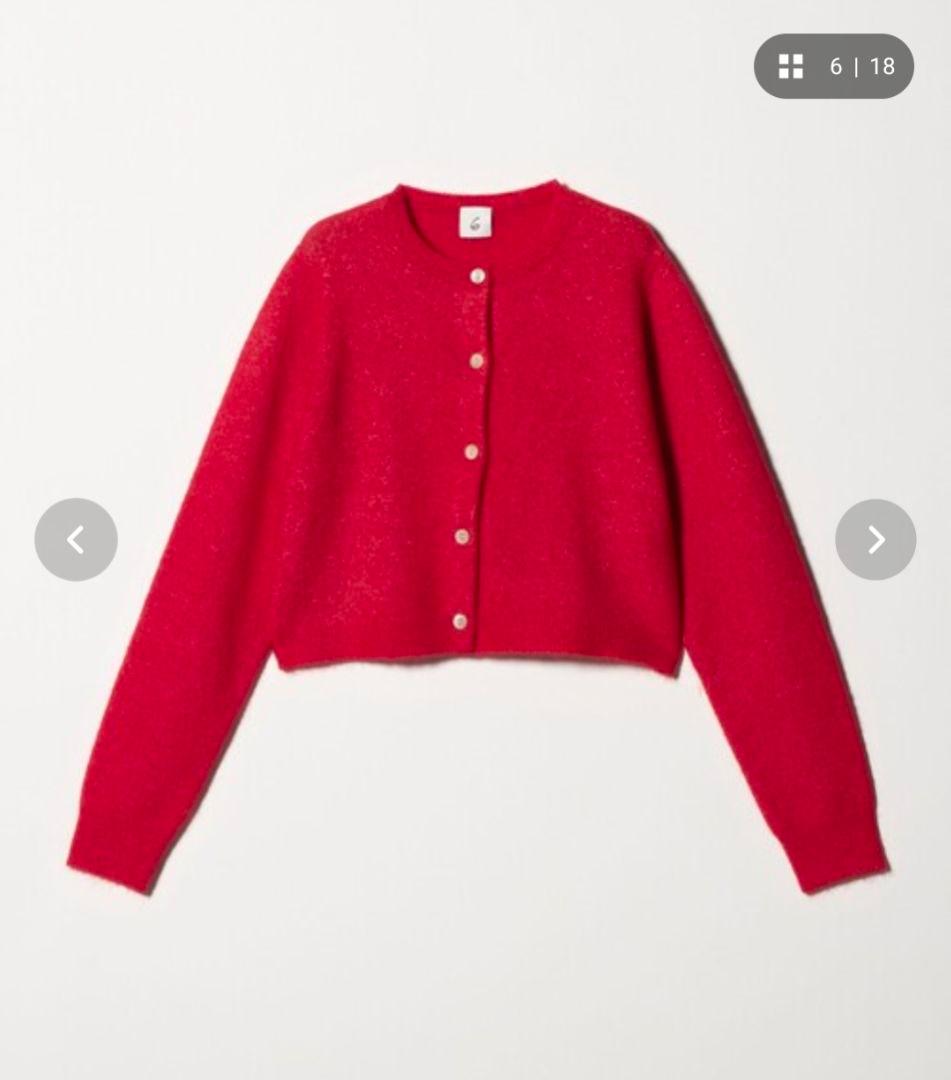 6(ROKU) アルパカウールナイロン カーディガン