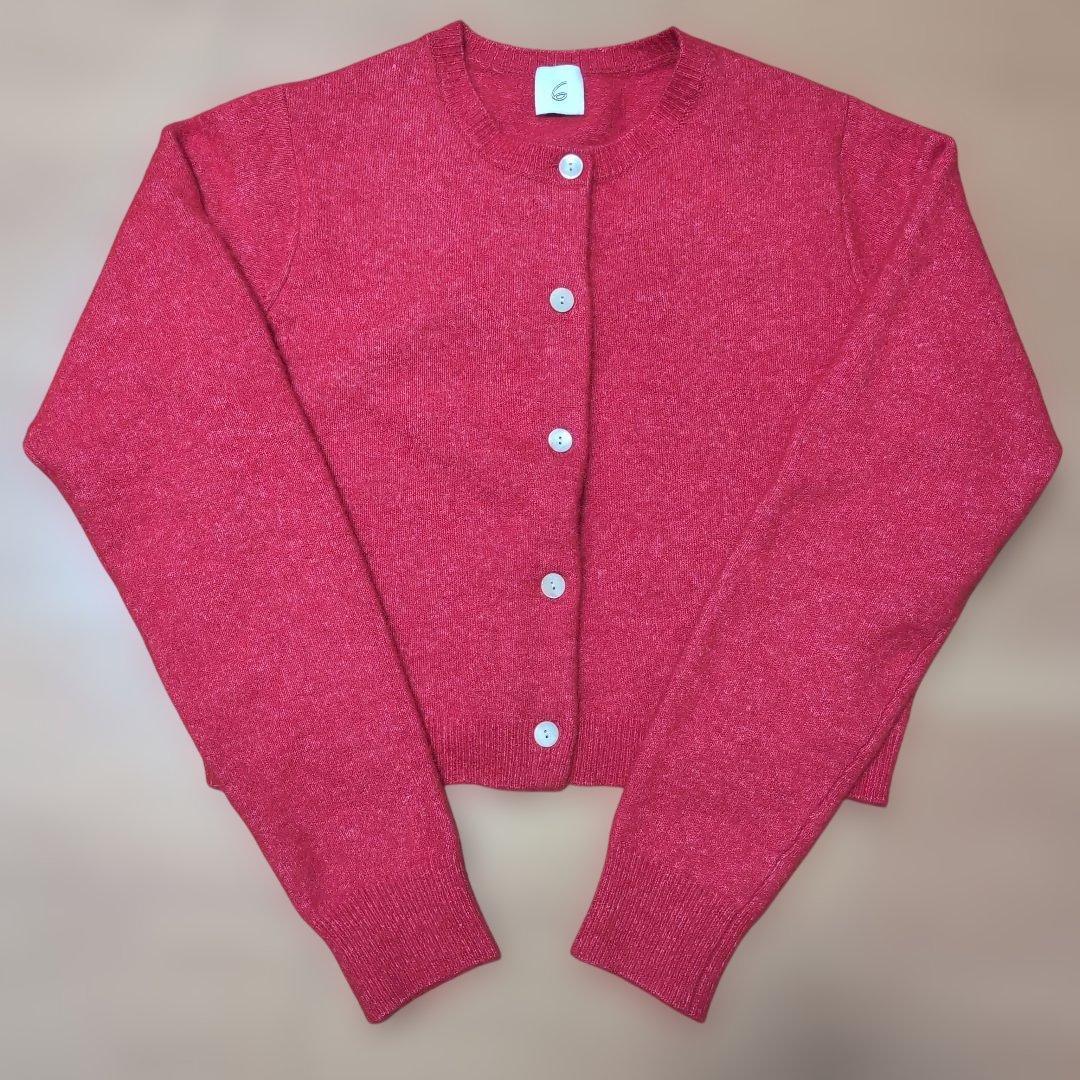 6(ROKU) アルパカウールナイロン カーディガン